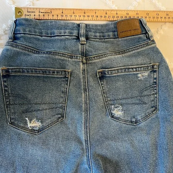 American Eagle Curvy Mom Ripped Stretch Jeans SIZE 0 - Picture 9 of 12